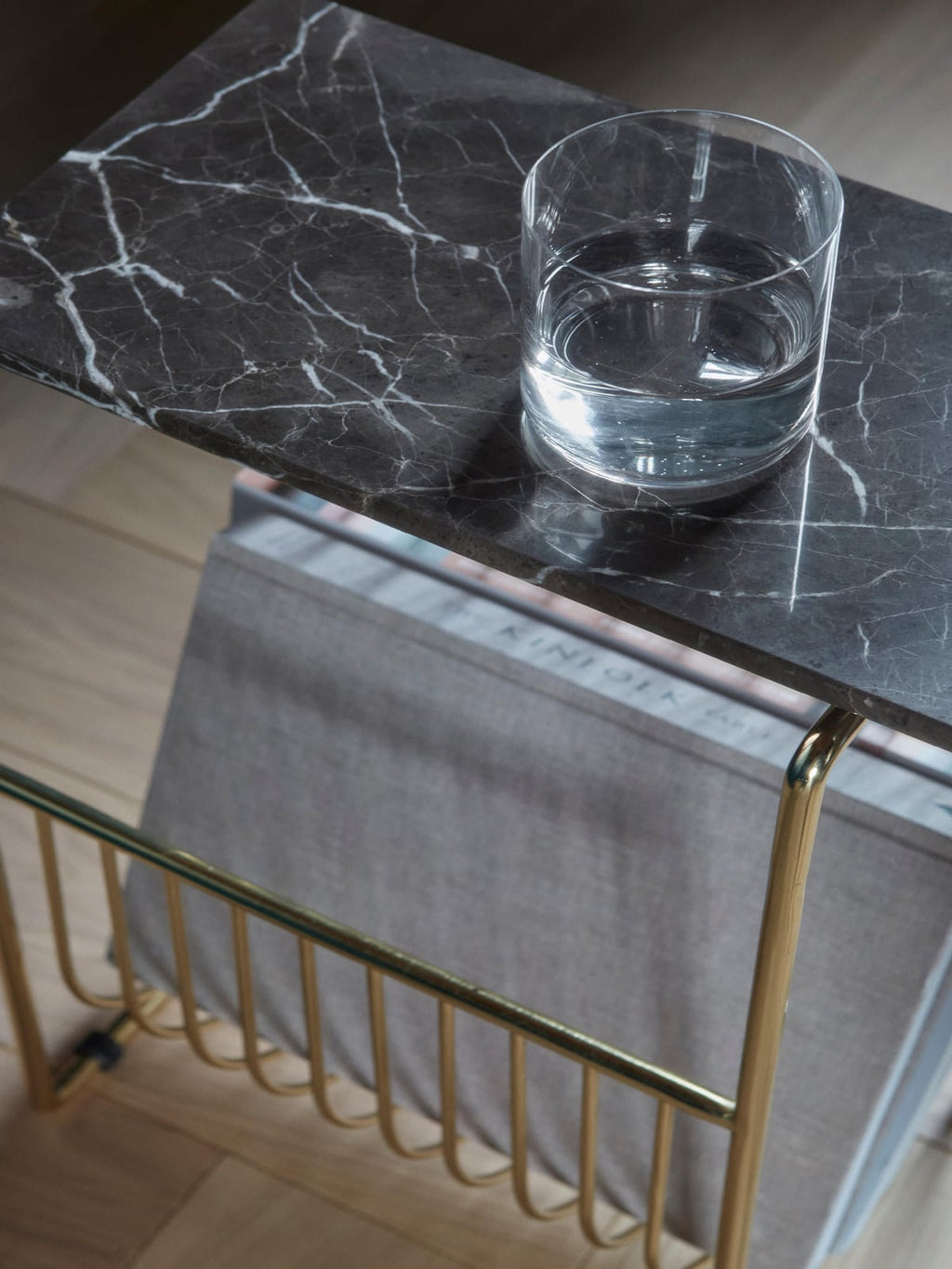 Alderton Marble Side Table with Magazine Rack