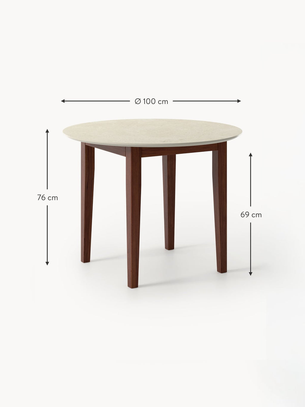 Ansdell Round Travertine Effect Dining Table, in various sizes