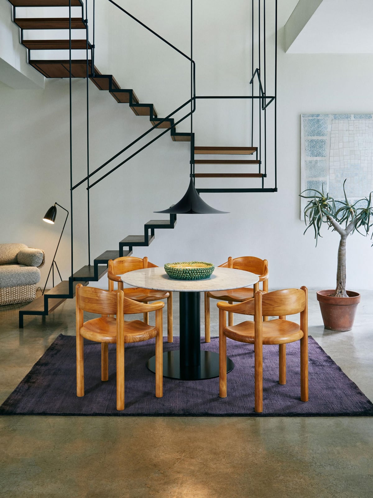 Ashley Pine Wood Dining Chair with Armrests