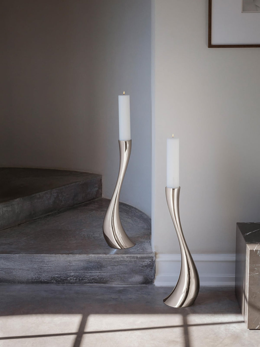 Barlow Stainless Steel Candle Holder in An Organic Shape, H 60 cm