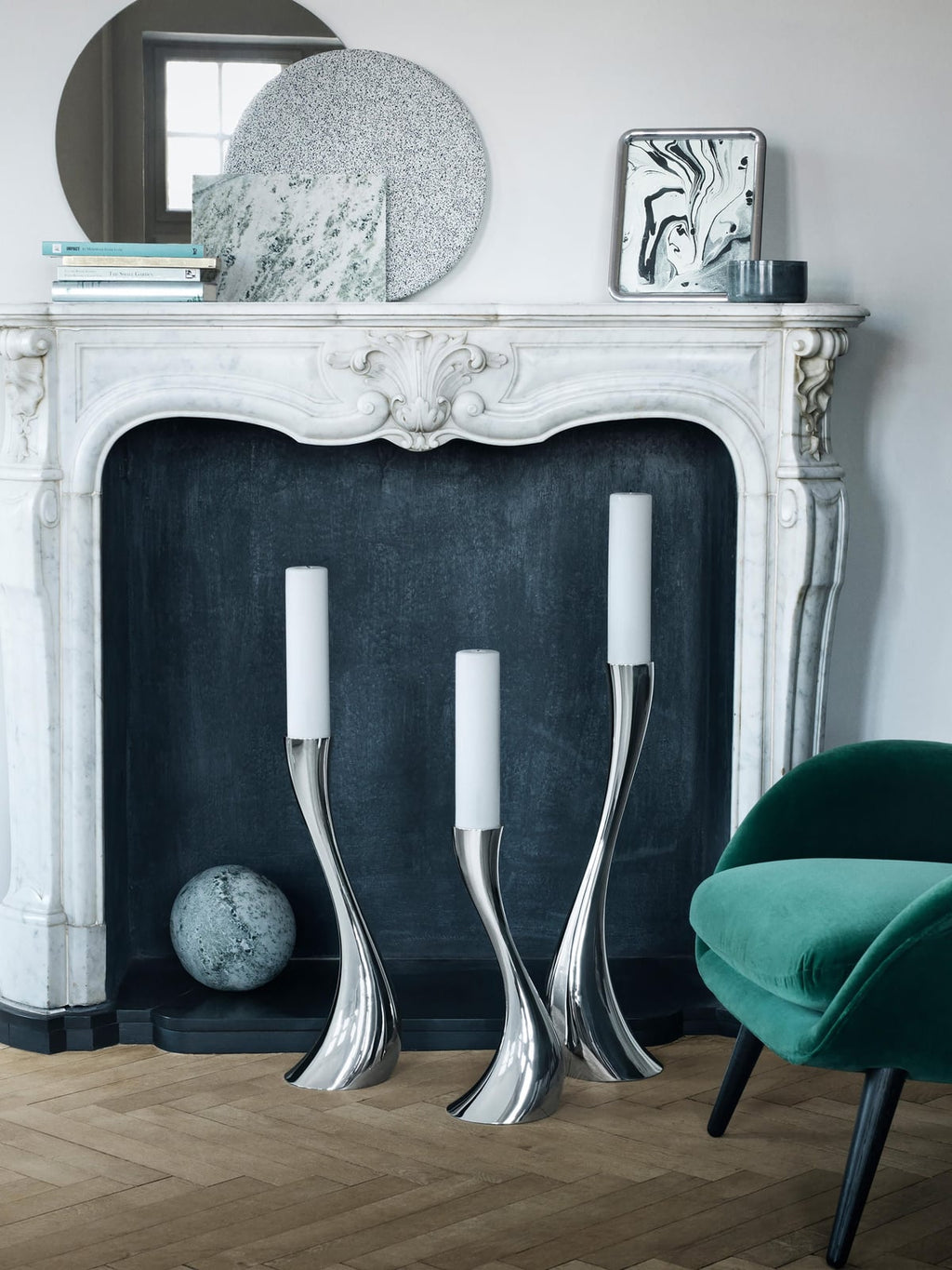 Barlow Stainless Steel Candle Holder in An Organic Shape, H 60 cm