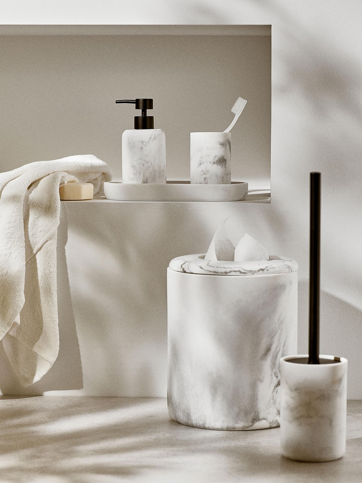 Beckwith Marble Effect Waste Bin