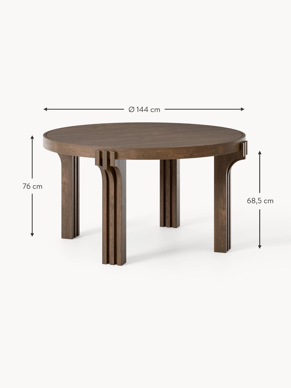 Beckwith Round Oak Wood Dining Table, in various sizes