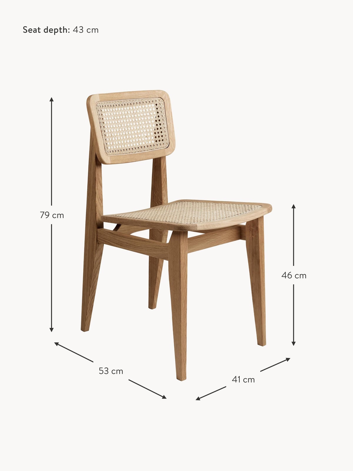 Bexley C-Chair Oak Wood Dining Chair with Viennese Wickerwork