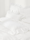 Bramley Washed Cotton Percale Duvet Cover with Ruffles