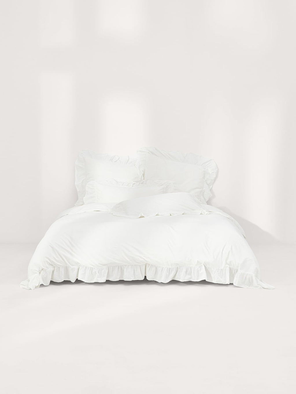 Bramley Washed Cotton Percale Duvet Cover with Ruffles