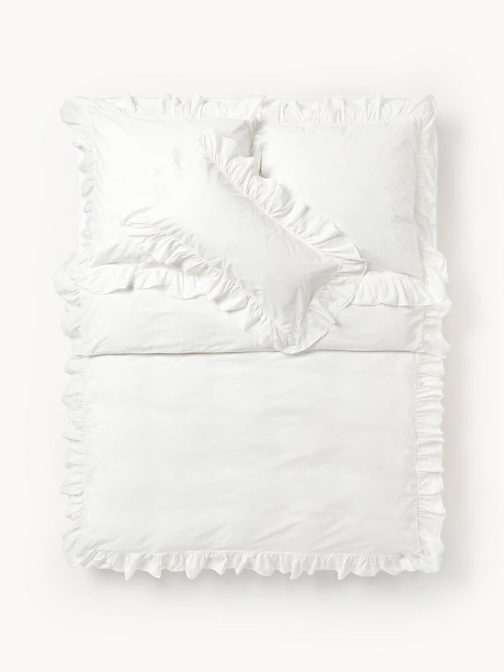 Bramley Washed Cotton Percale Duvet Cover with Ruffles