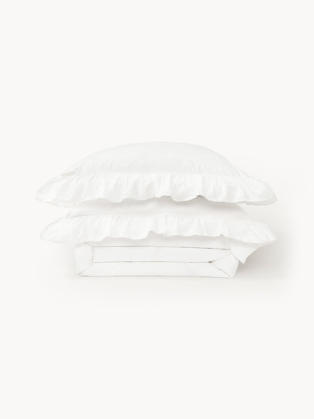 Bramley Washed Cotton Percale Duvet Cover with Ruffles