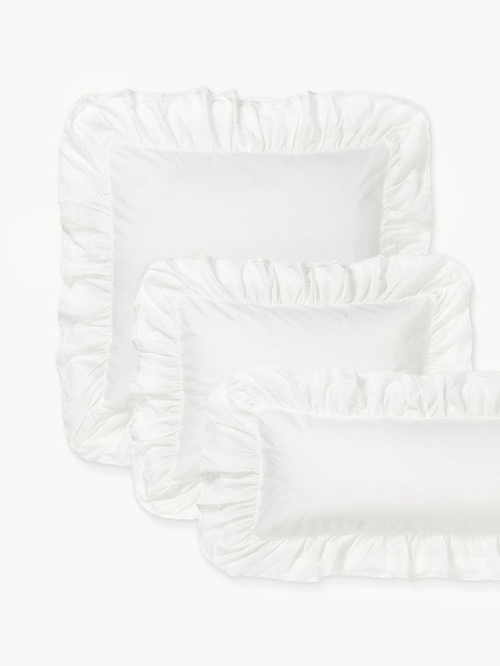 Bramley Washed Cotton Percale Pillowcase with Ruffles