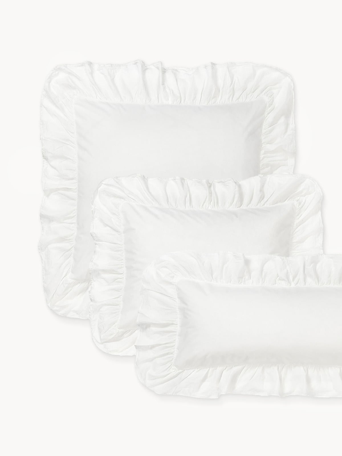 Bramley Washed Cotton Percale Pillowcase with Ruffles