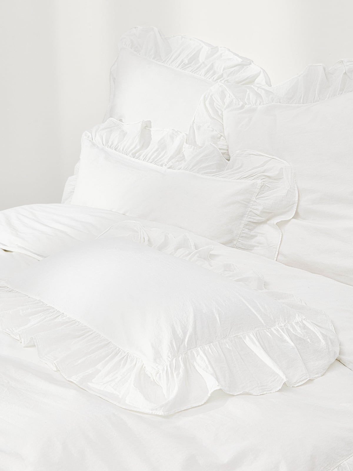 Bramley Washed Cotton Percale Pillowcase with Ruffles