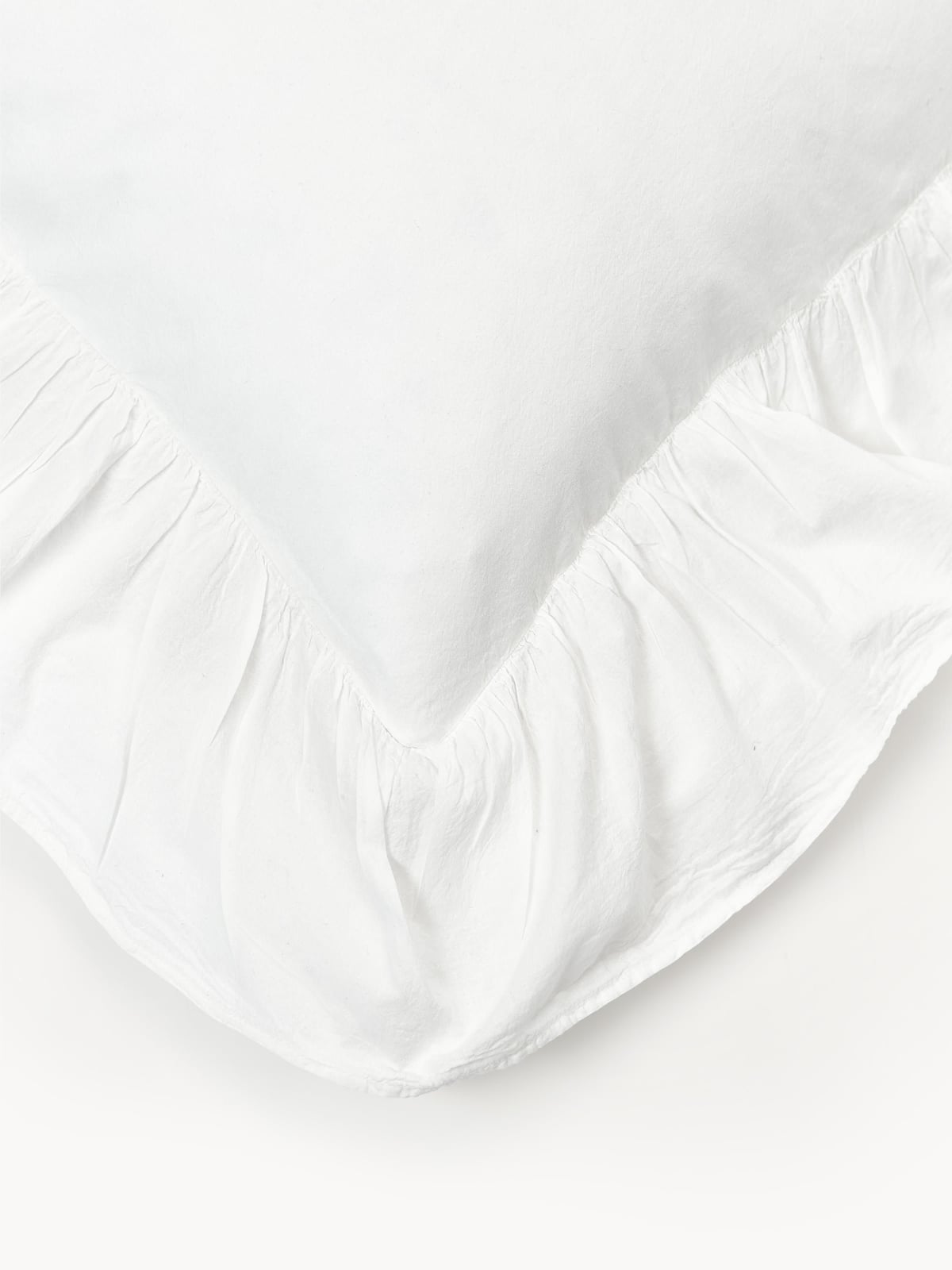 Bramley Washed Cotton Percale Pillowcase with Ruffles