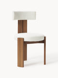 Charlbury Wooden Dining Chair with Bouclé Upholstery