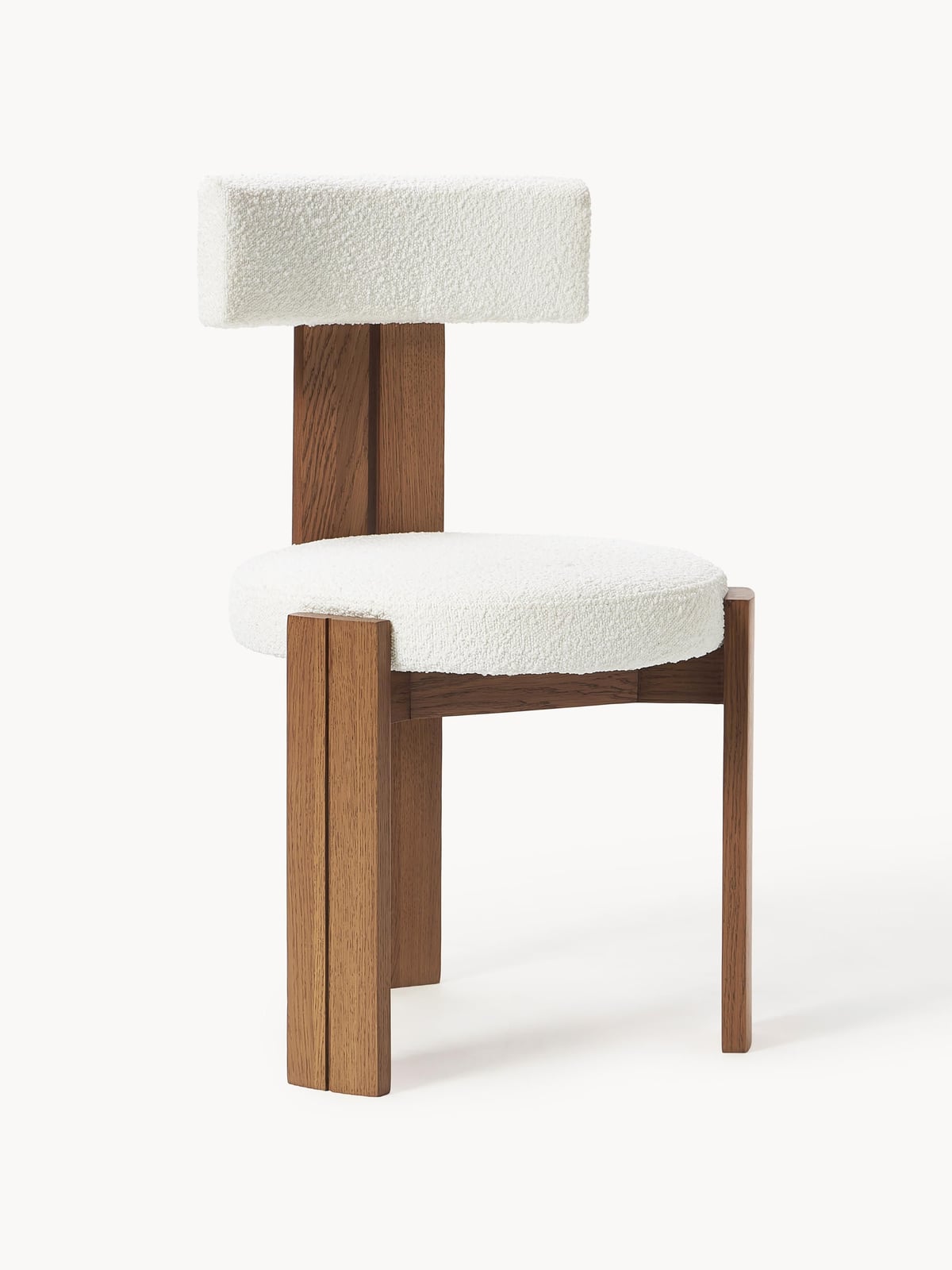 Charlbury Wooden Dining Chair with Bouclé Upholstery