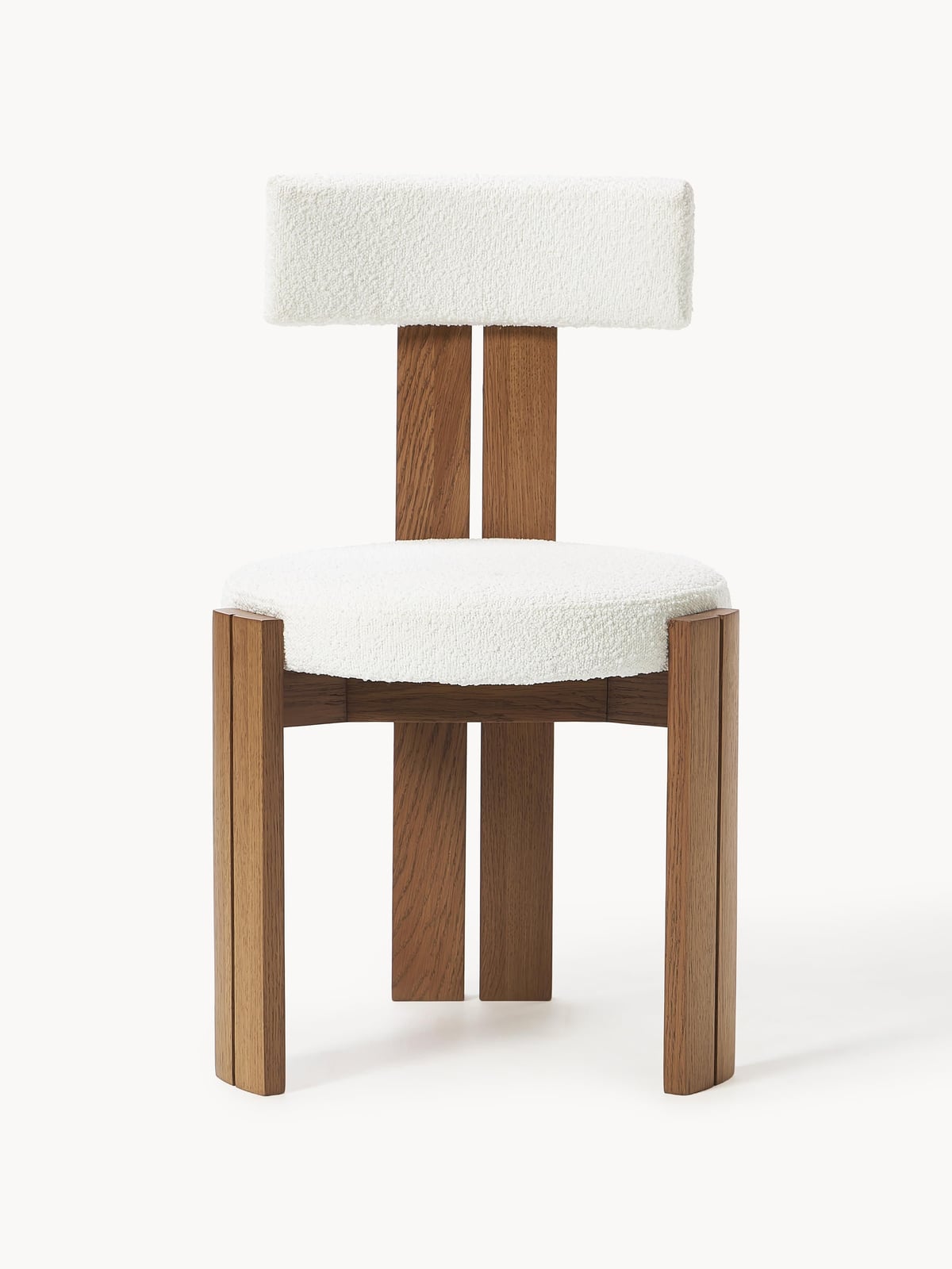 Charlbury Wooden Dining Chair with Bouclé Upholstery