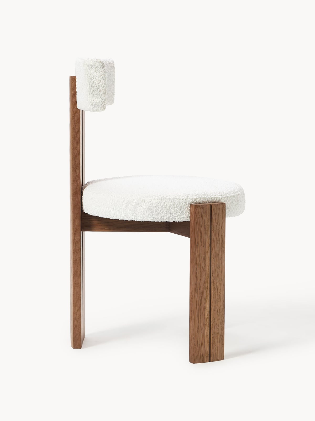 Charlbury Wooden Dining Chair with Bouclé Upholstery