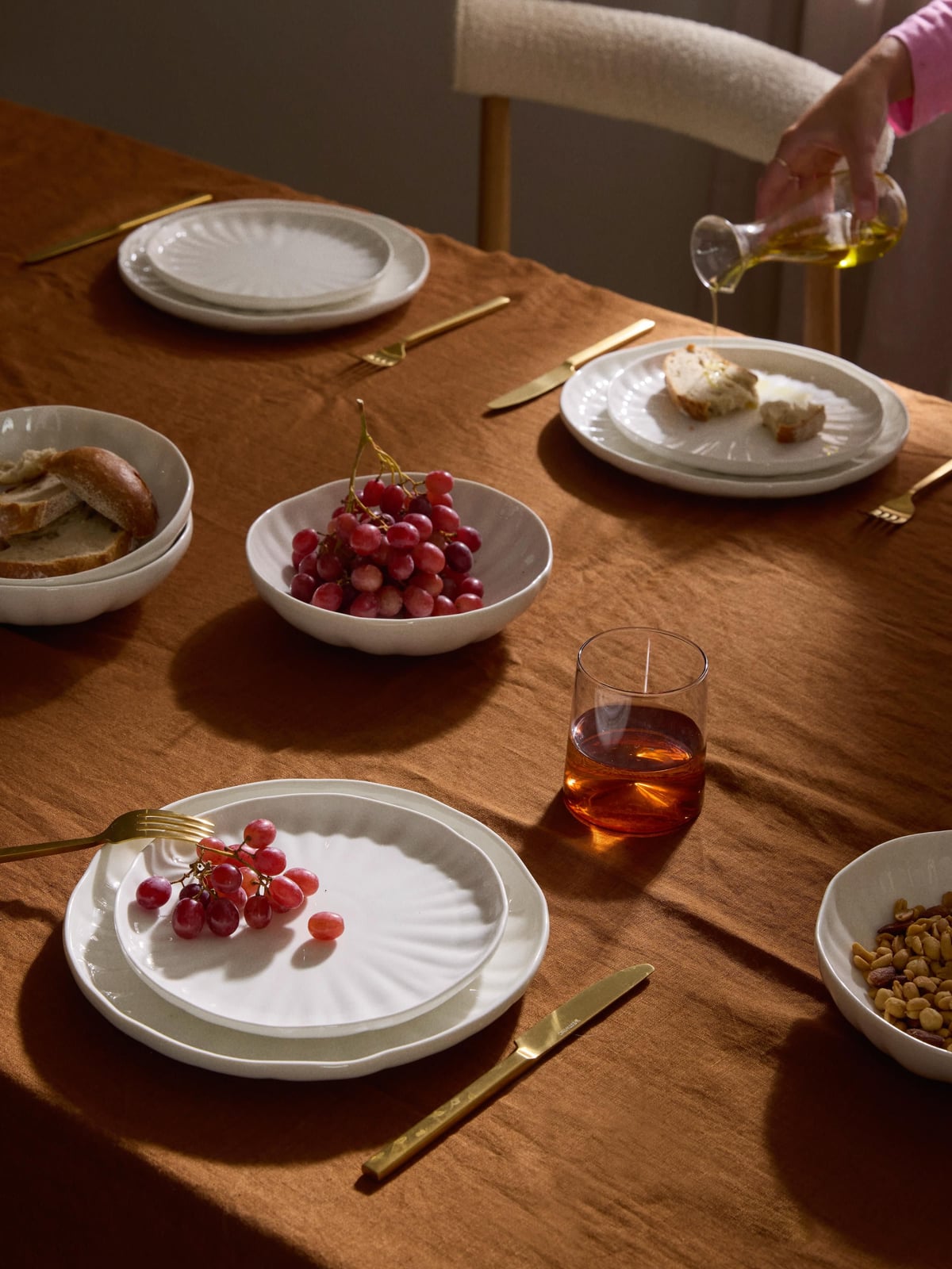 Cotgrave Porcelain Tableware Set with Embossed Pattern, 4 People, Set of 12