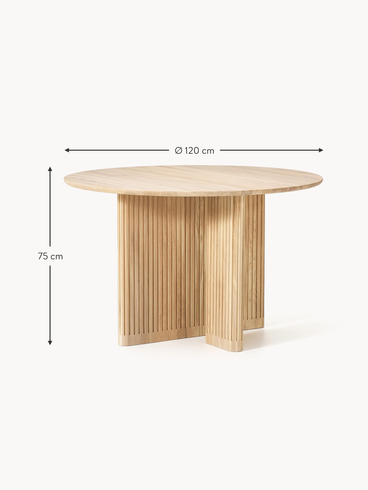 Crowhurst Round Oak Wood Dining Table, Ø 120 cm