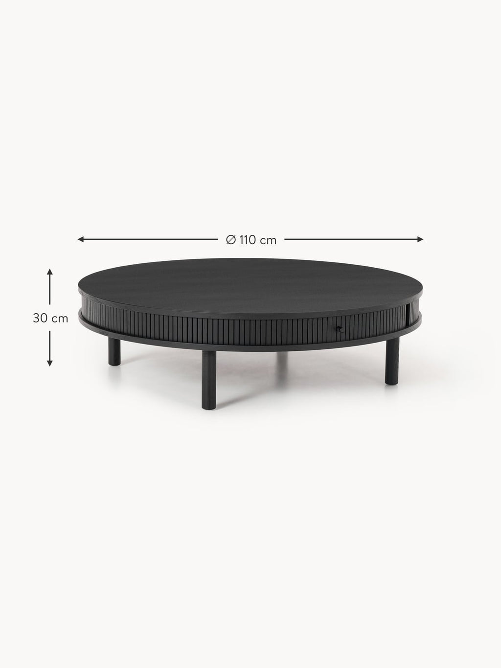 Delamere Coffee Table with Fluted Front, Ø 110 cm