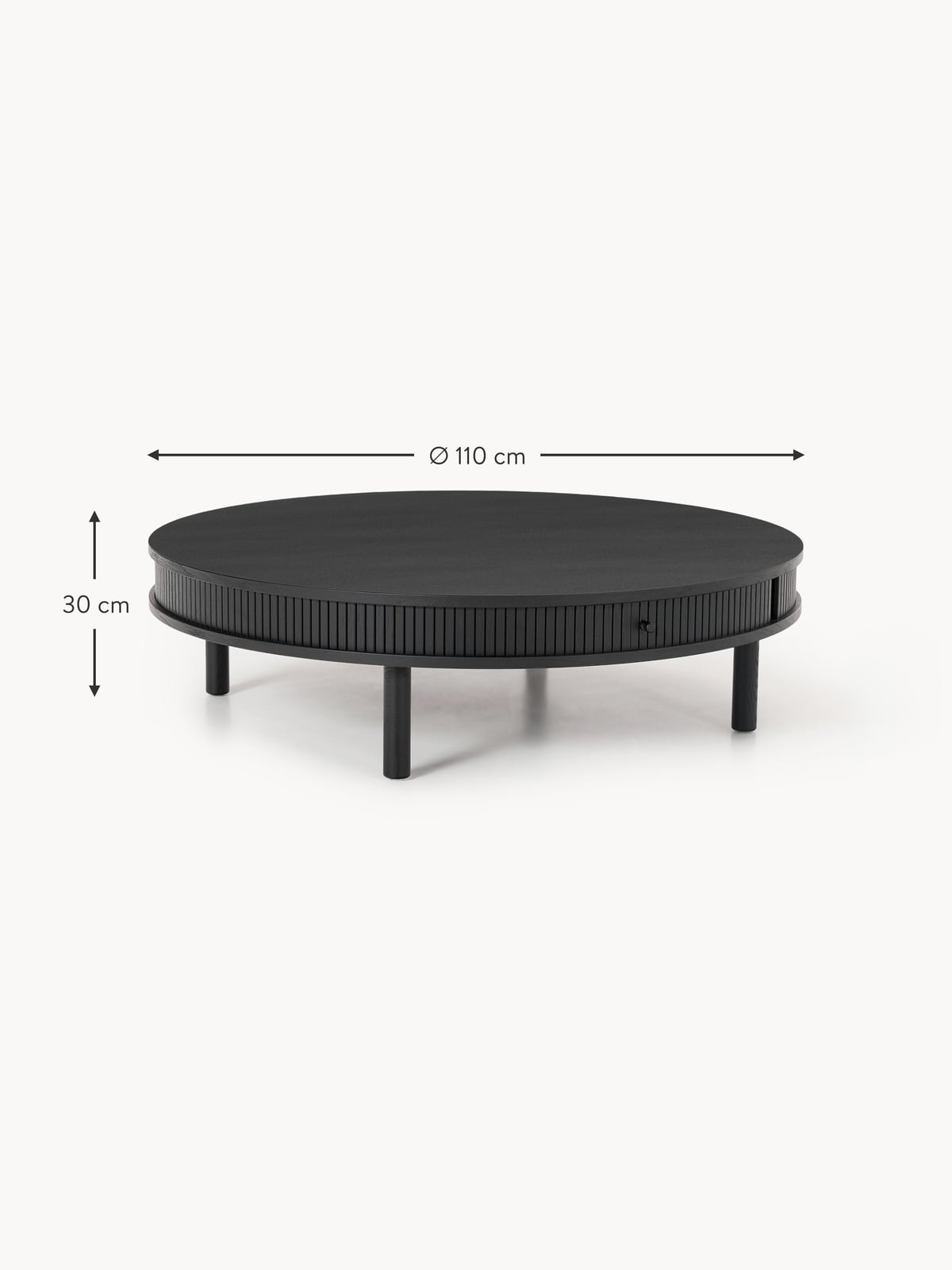 Delamere Coffee Table with Fluted Front, Ø 110 cm