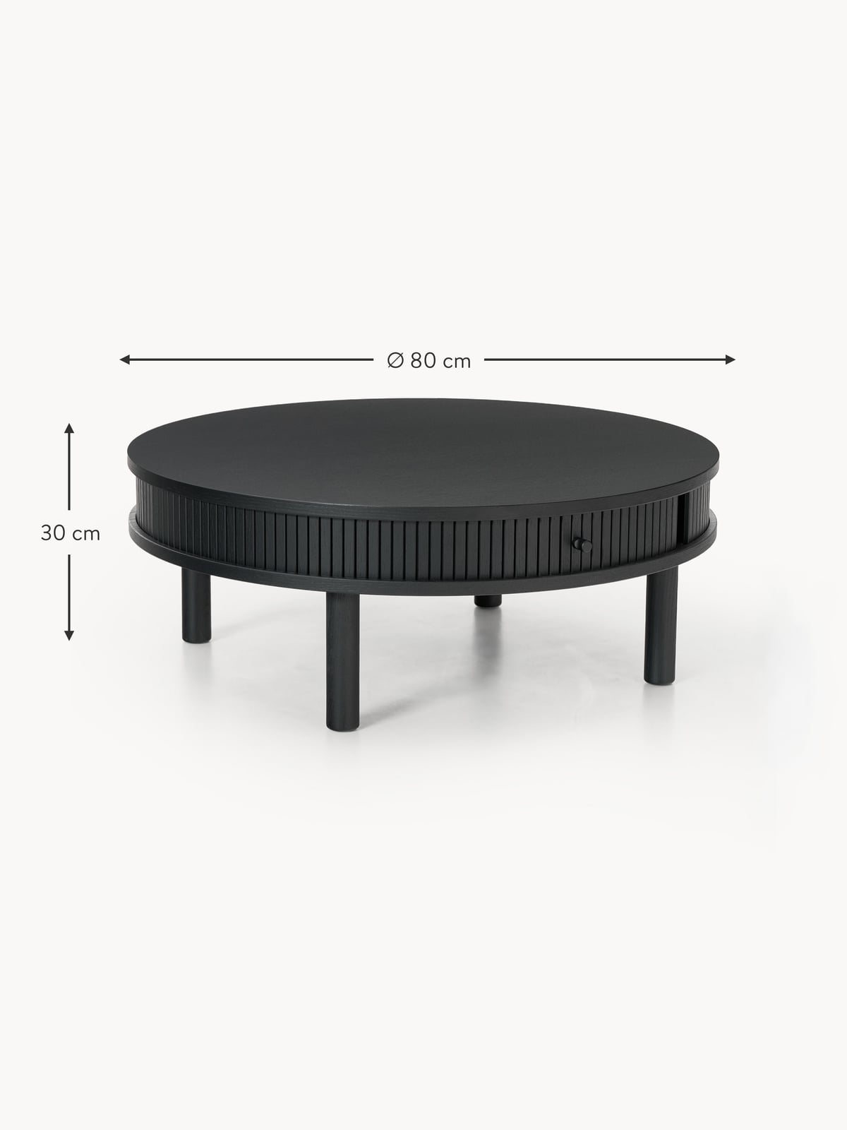 Delamere Coffee Table with Fluted Front, Ø 80 cm