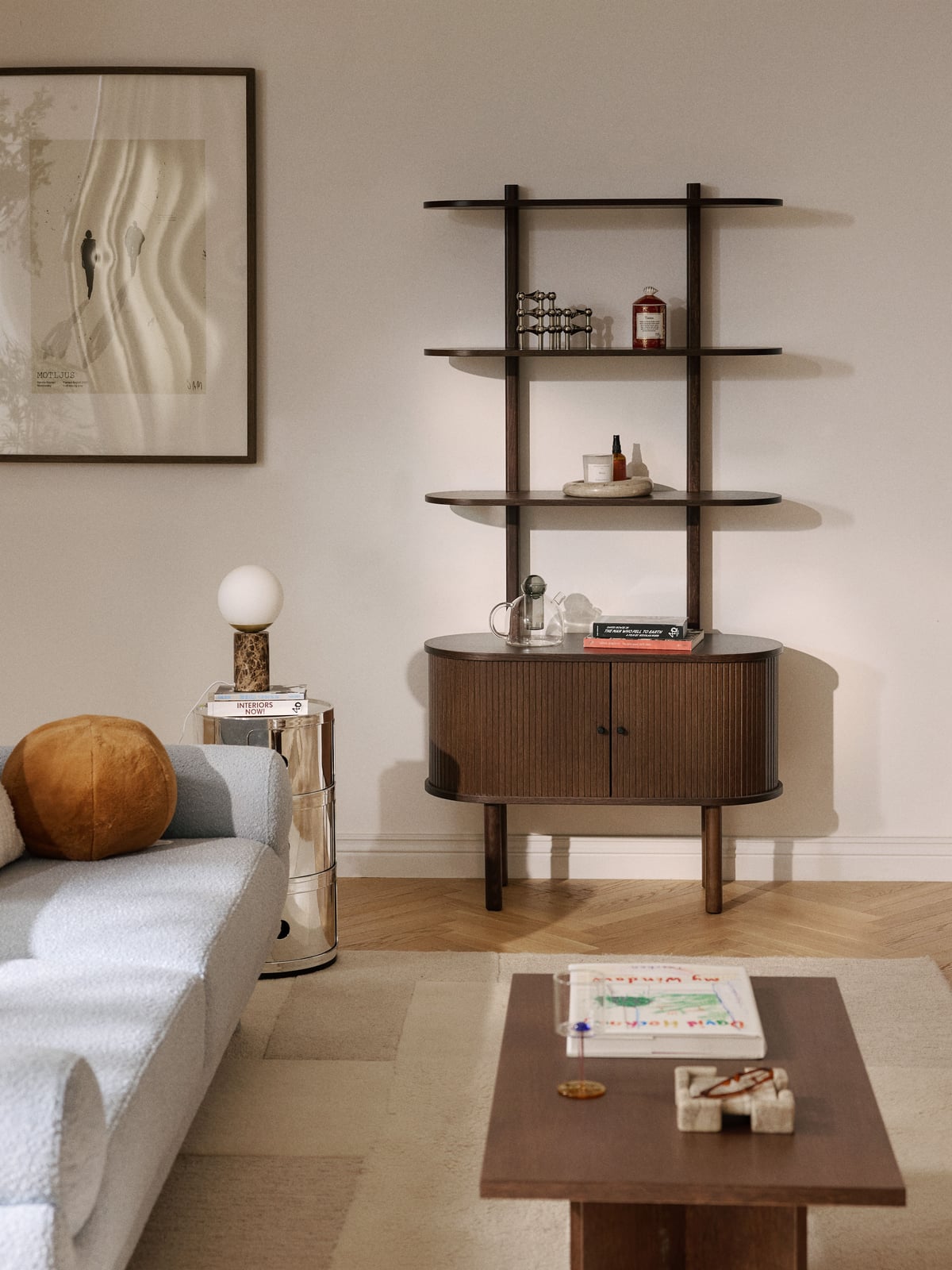 Delamere Narrow Shelving Unit with Fluted Front