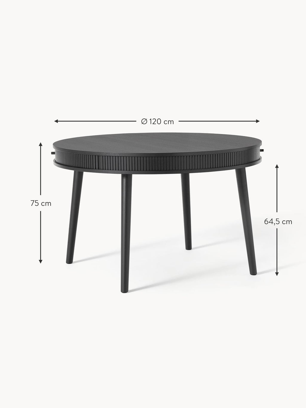 Delamere Round Dining Table with Storage Space, in various sizes