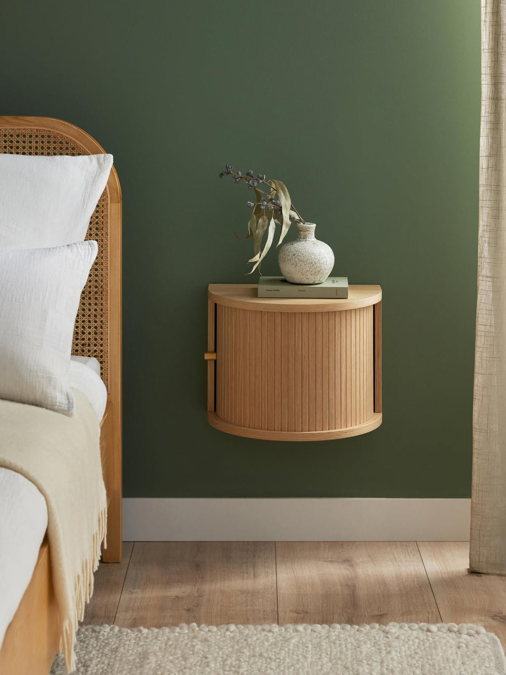 Delamere Wall-Mounted Bedside Table with Fluted Front