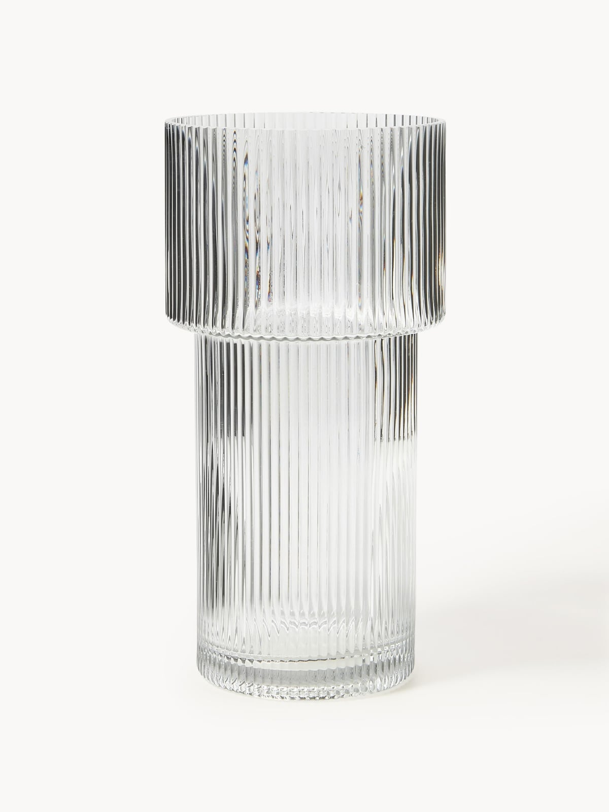 Denholm Glass Vase with Ribbed Surface, H 30 cm