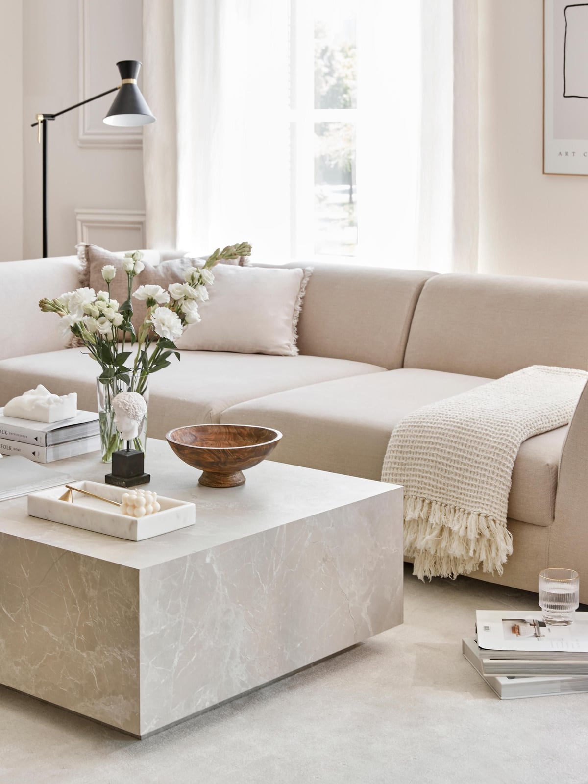 Denholm Travertine Effect Coffee Table