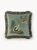 Drayton Embroidered Velvet Cushion Cover with Fringes