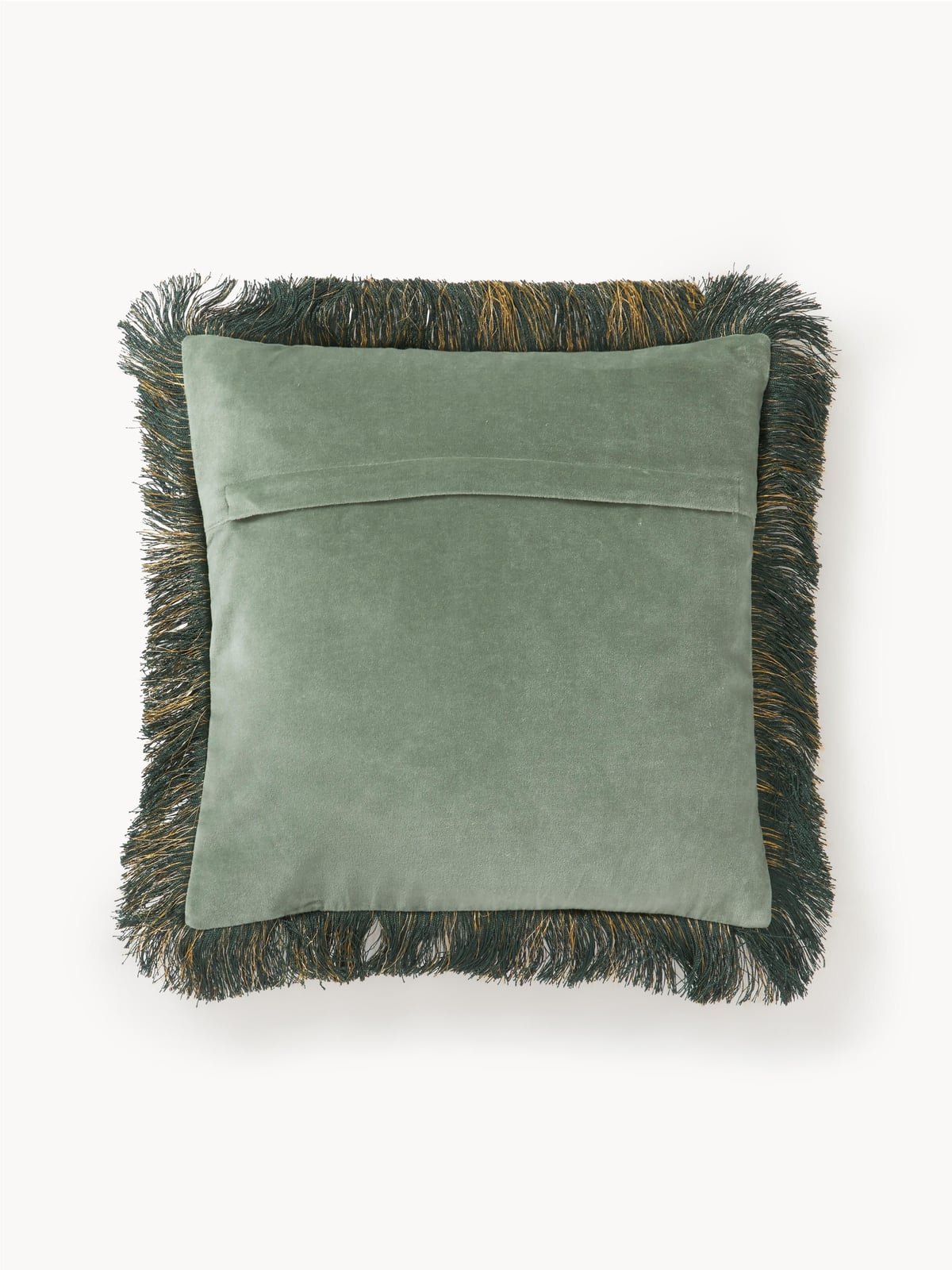 Drayton Embroidered Velvet Cushion Cover with Fringes