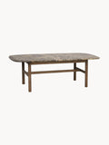 Dunmore Oval Marble and Oak Wood Coffee Table