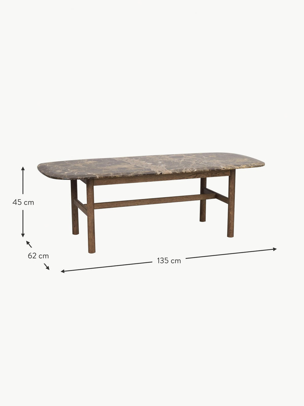 Dunmore Oval Marble and Oak Wood Coffee Table