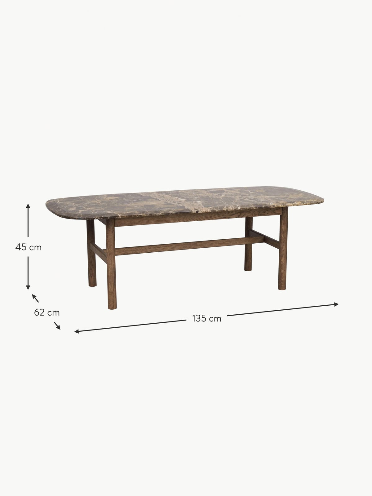 Dunmore Oval Marble and Oak Wood Coffee Table