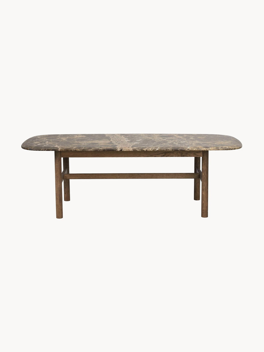 Dunmore Oval Marble and Oak Wood Coffee Table