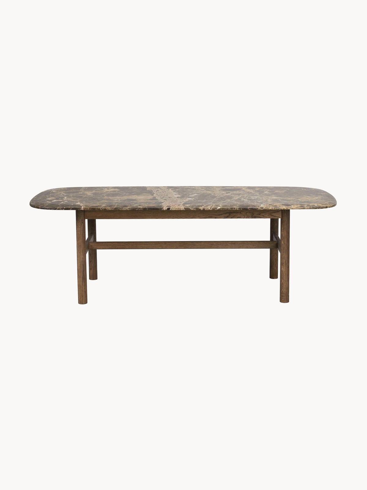Dunmore Oval Marble and Oak Wood Coffee Table