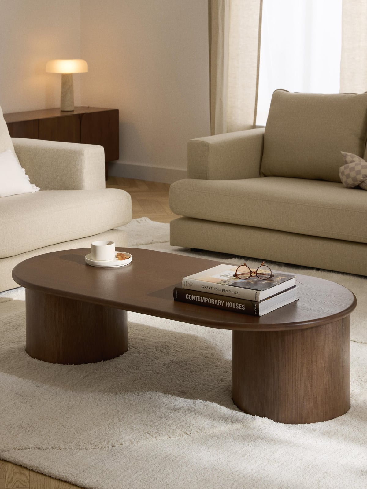 Eastnor Oval Oak Wood Coffee Table