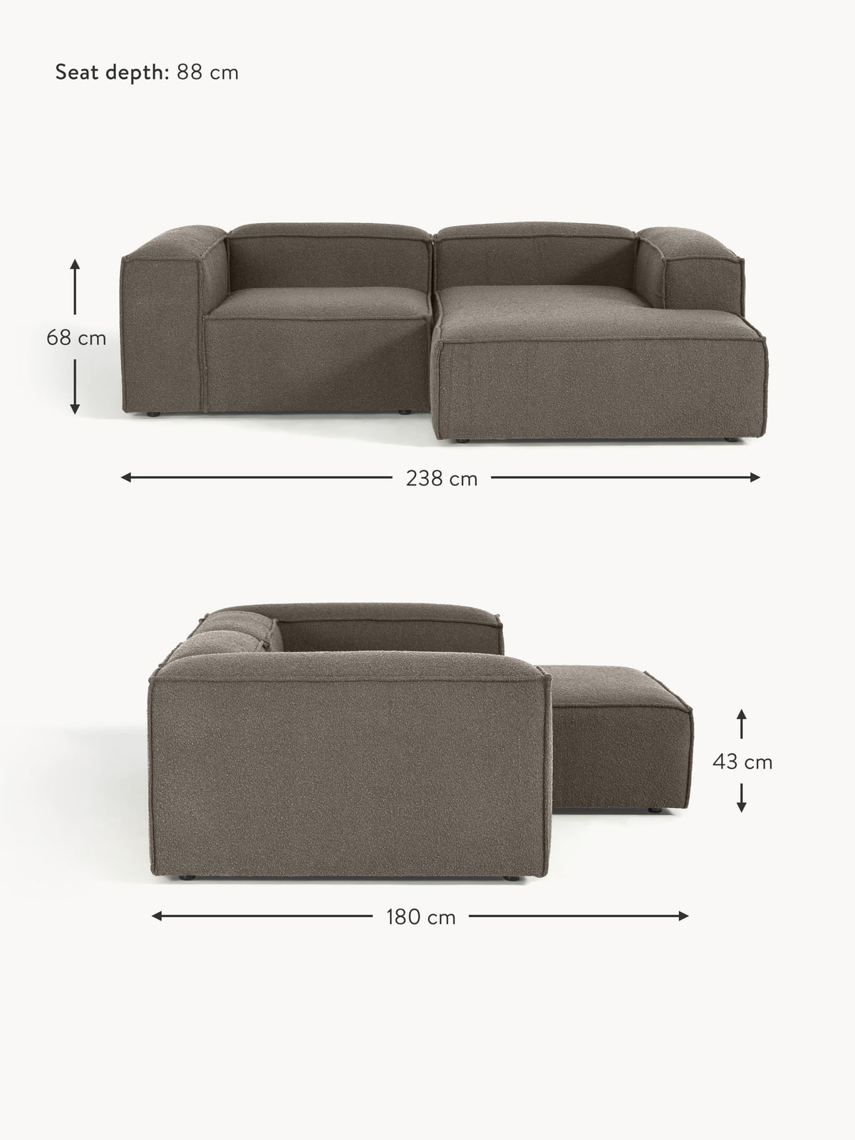 Edenhall Bouclé Modular Corner Sofa (3-seater)