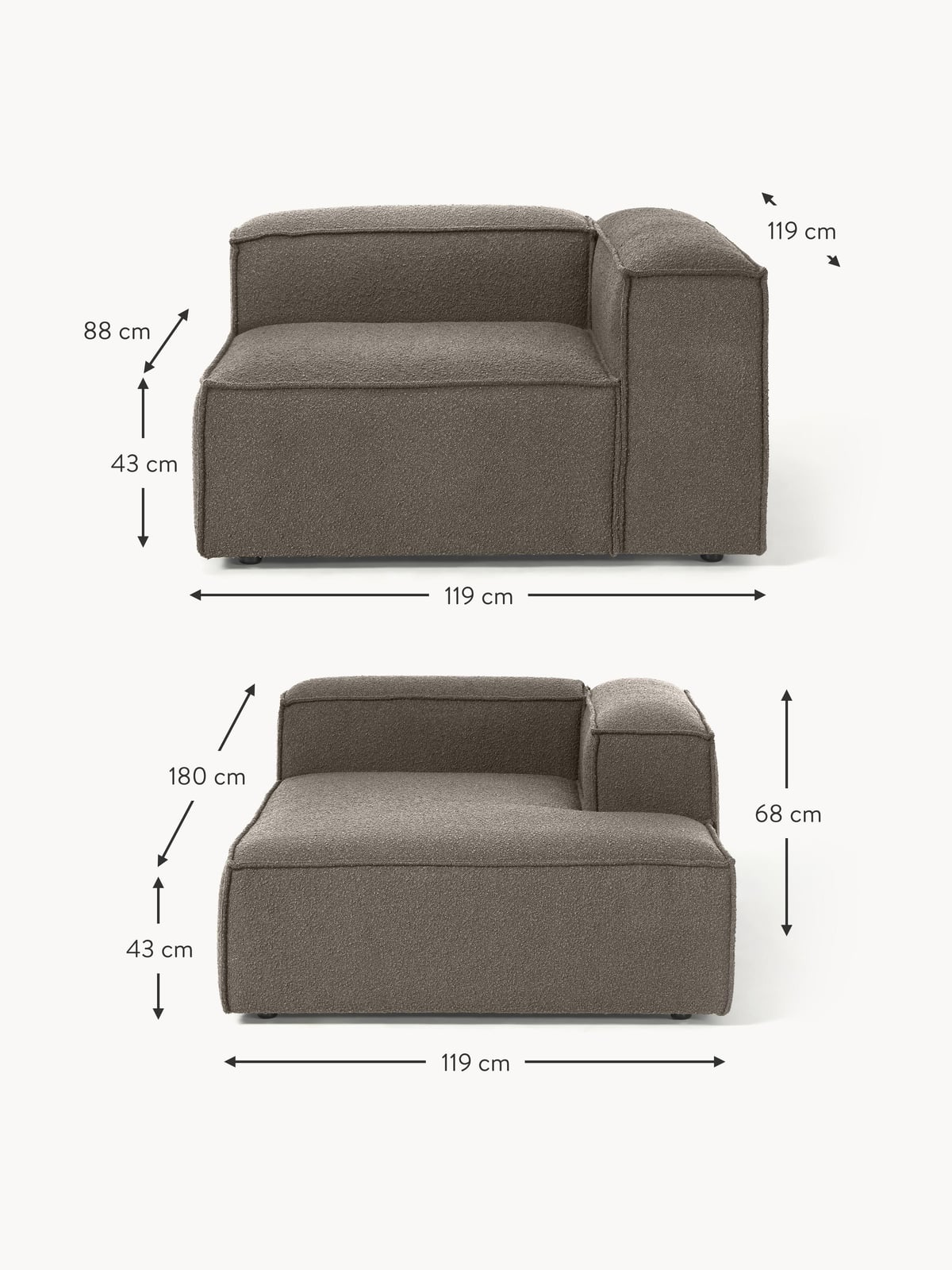 Edenhall Bouclé Modular Corner Sofa (3-seater)