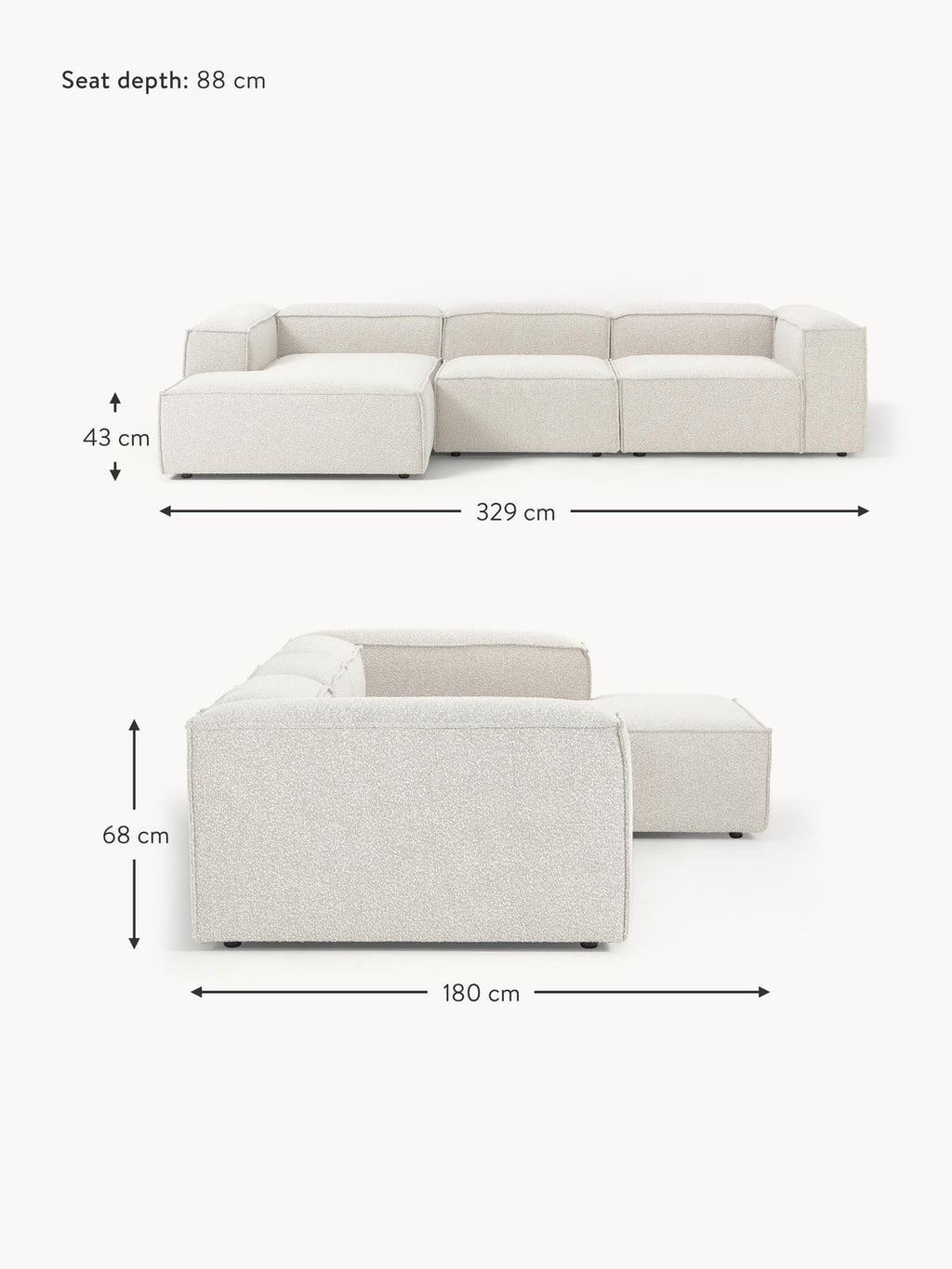 Edenhall Bouclé Modular Corner Sofa (4-seater)