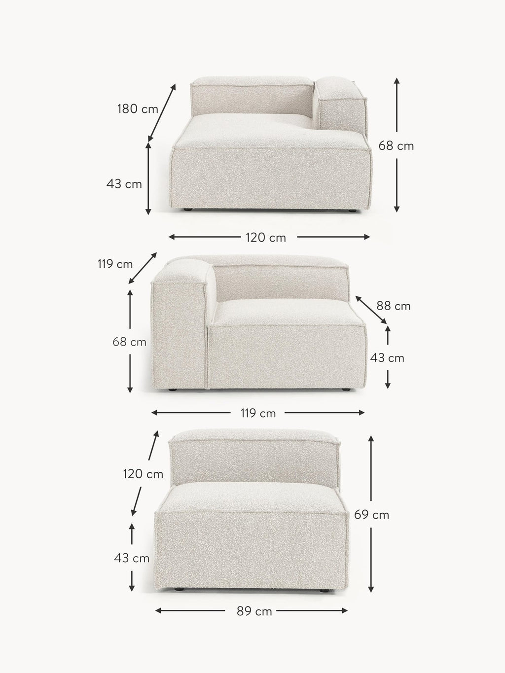 Edenhall Bouclé Modular Corner Sofa (4-seater)