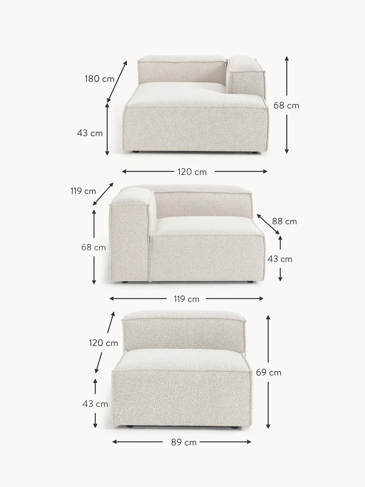 Edenhall Bouclé Modular Corner Sofa (4-seater)