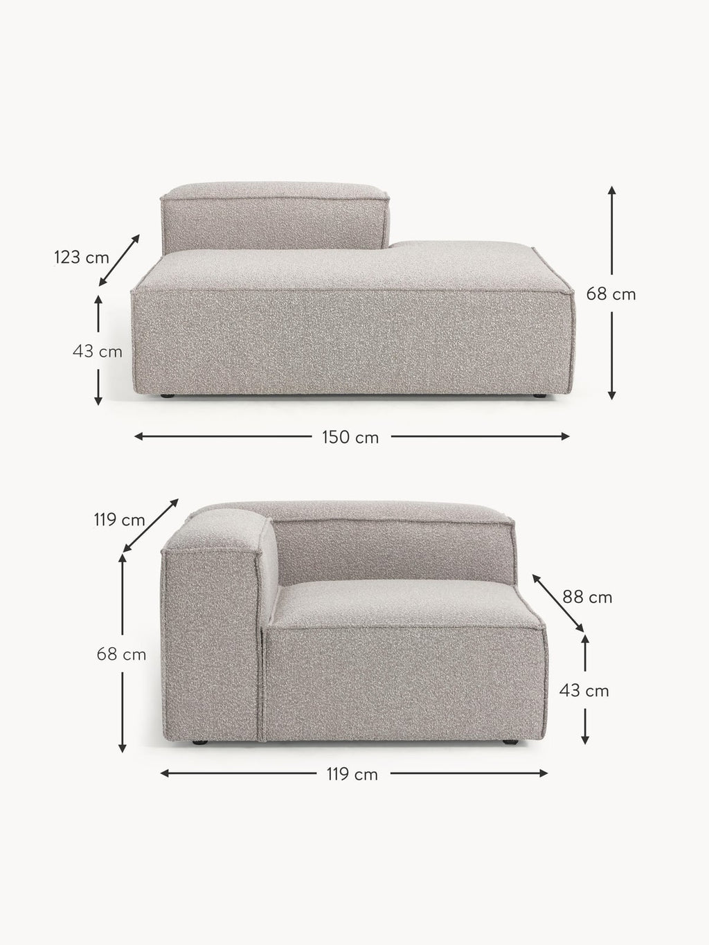 Edenhall Bouclé Modular Ottoman