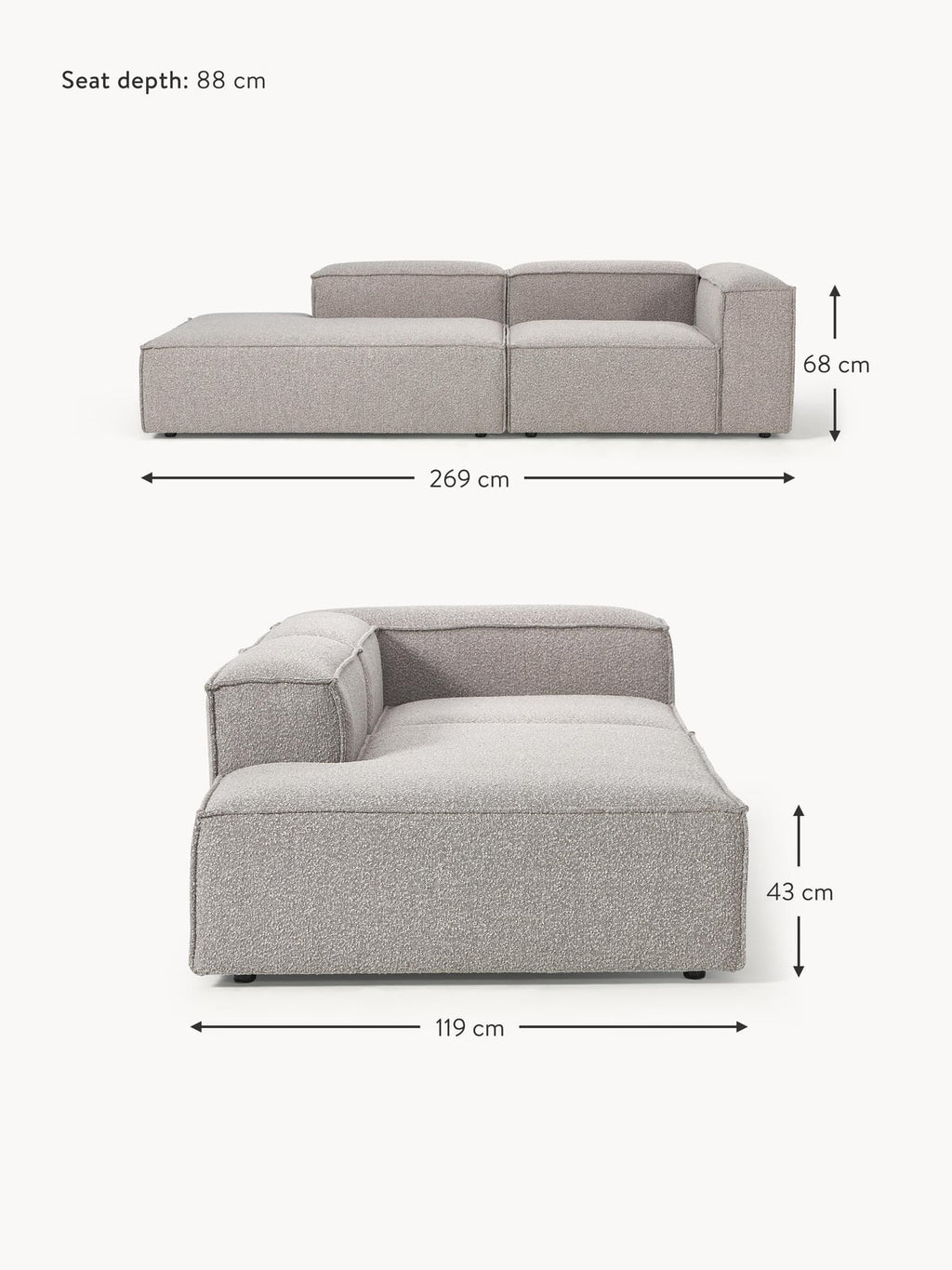 Edenhall Bouclé Modular Ottoman