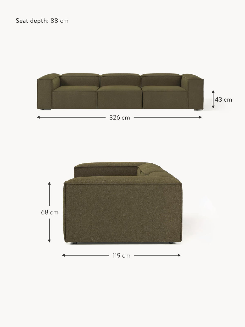 Edenhall Bouclé Modular Sofa (4-seater)