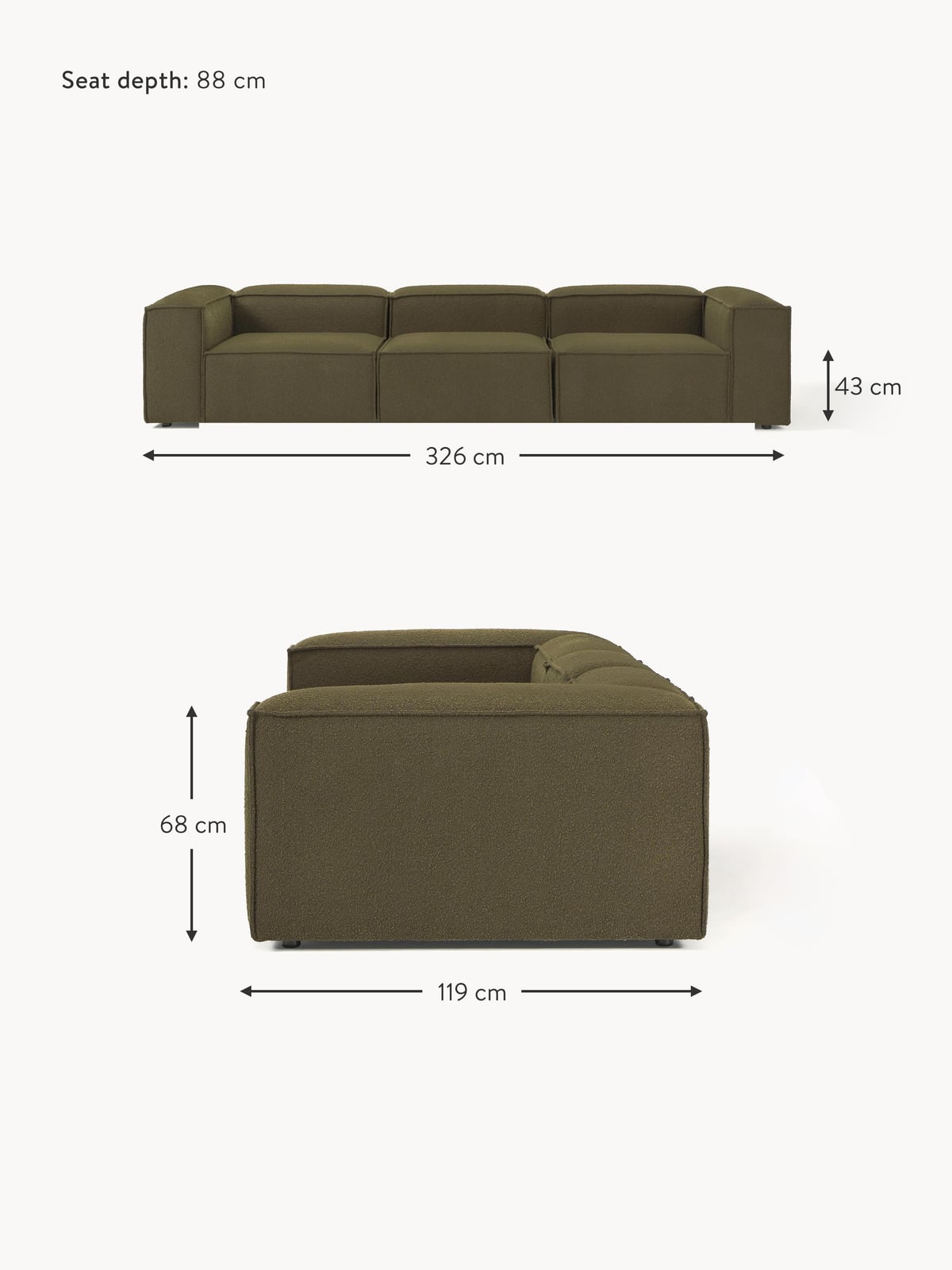 Edenhall Bouclé Modular Sofa (4-seater)