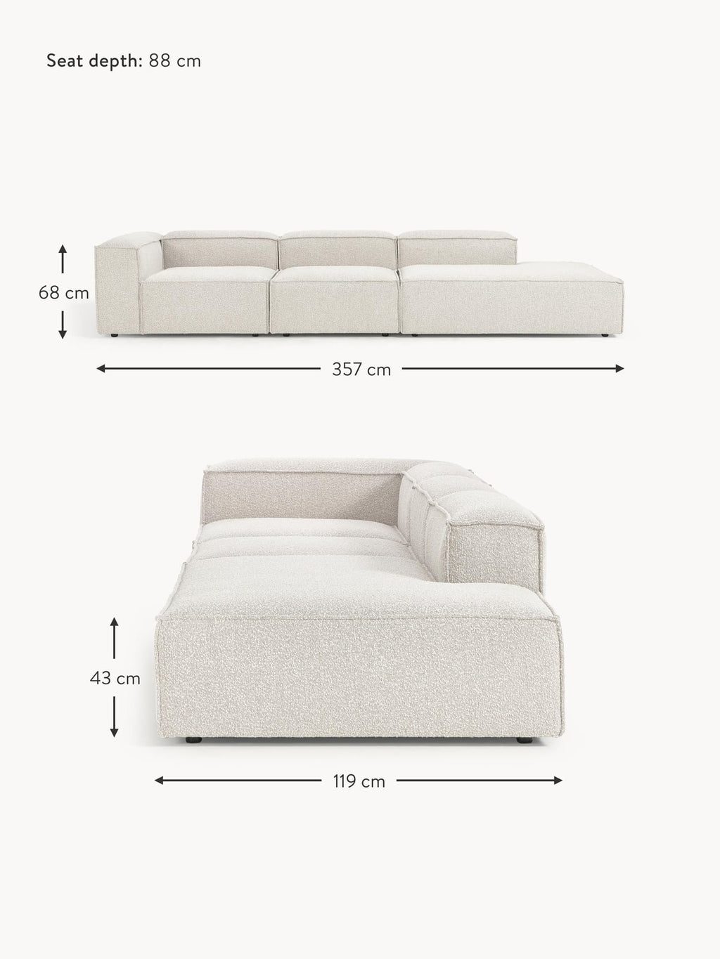Edenhall Bouclé Modular XL Ottoman