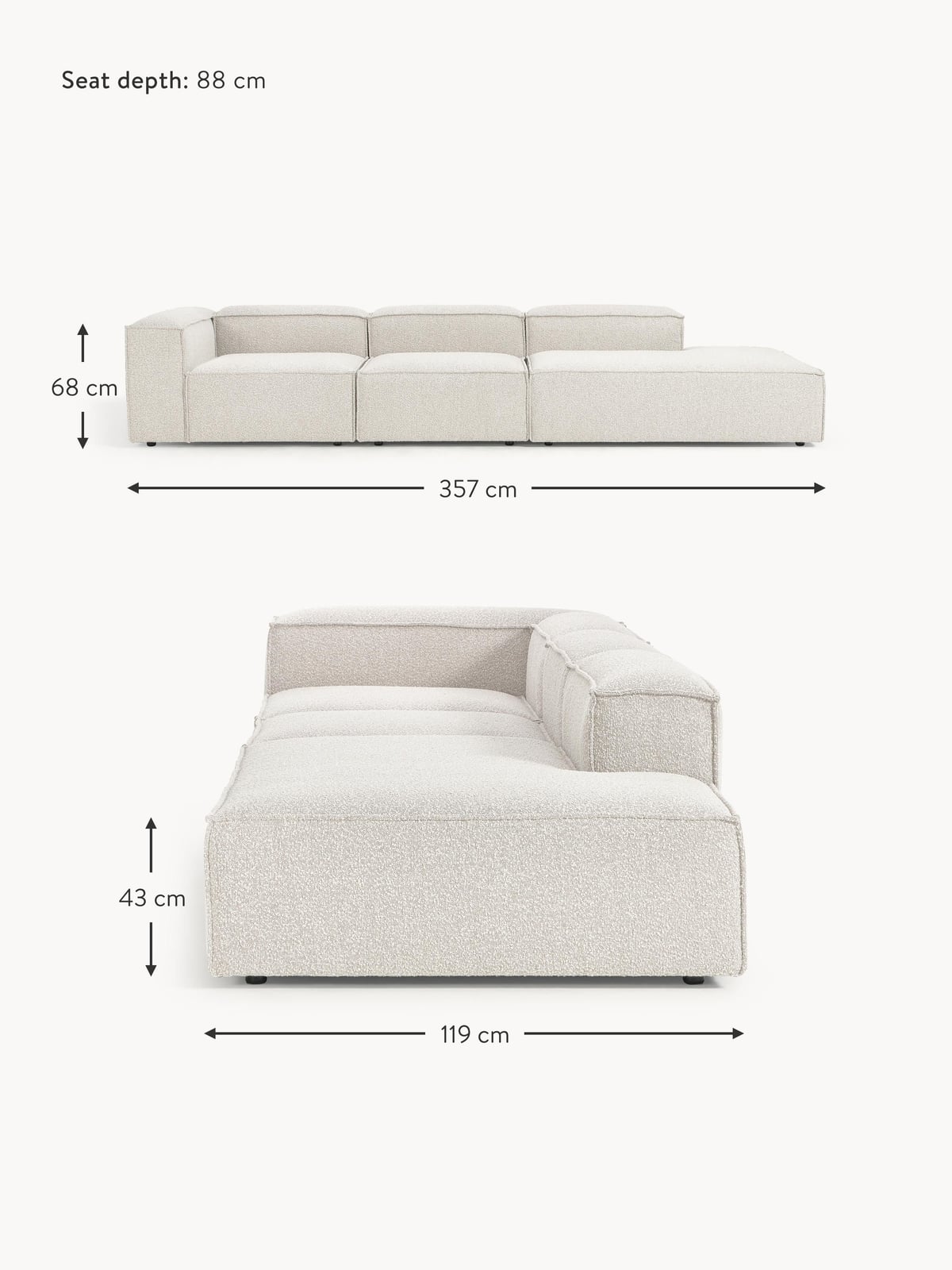 Edenhall Bouclé Modular XL Ottoman