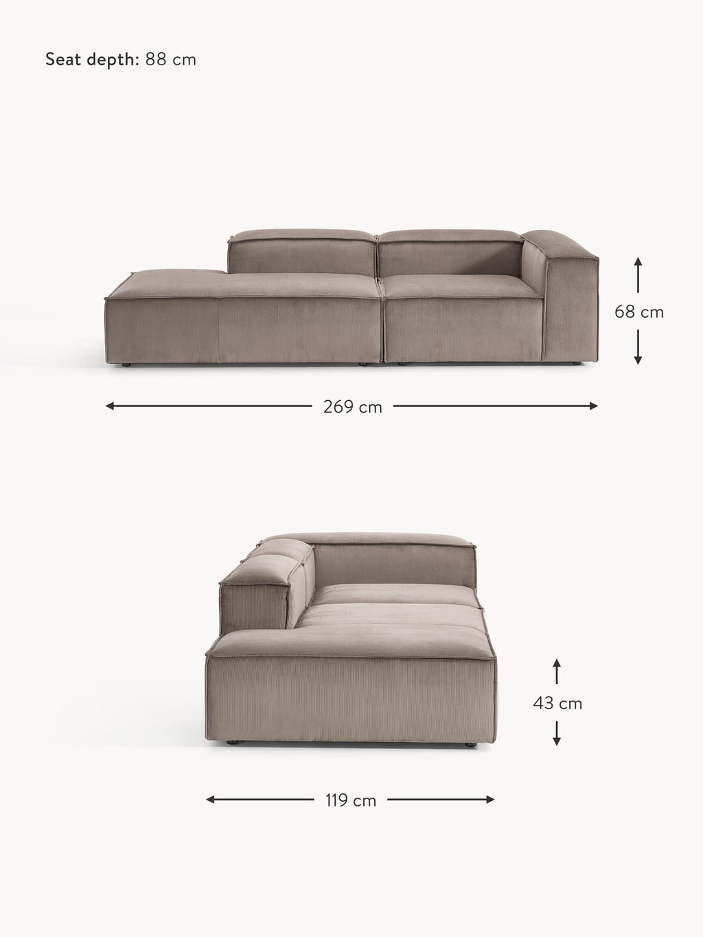 Edenhall Corduroy Modular Ottoman